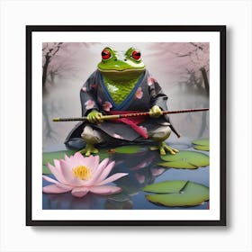 Frog Samurai In Battle Stance Art Print