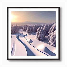 Aerial View Of A Snowy Mountain Art Print