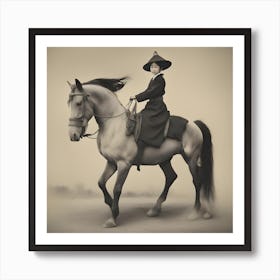 Woman Riding A Horse 1 Art Print