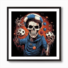 Skeleton Juggler, Soccer Skull Art Print