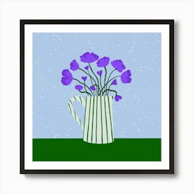 Purple poppies - blue and green Art Print