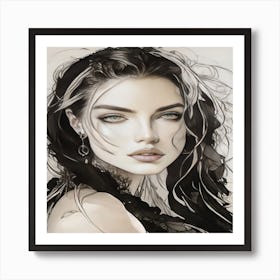 Girl With Long Hair Art Print