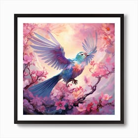 Bird In Cherry Blossoms Art Print