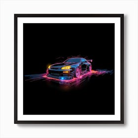 Skyline R34 Variant Neon Laser Trace Art Print