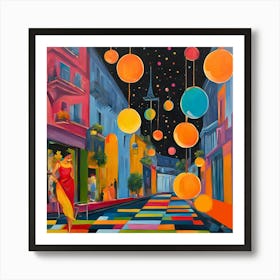 Paris At Night with Disco Night Art Print