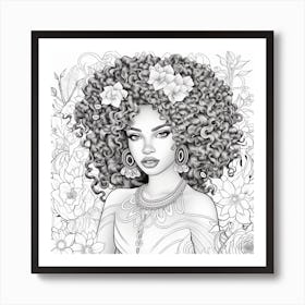 Afro Girl With Flowers 9 Art Print