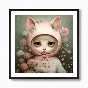 Kitty In Pink Art Print
