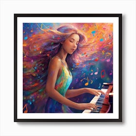 Girl Playing Piano Art Print