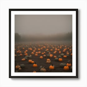 Pumpkins In The Fog Art Print