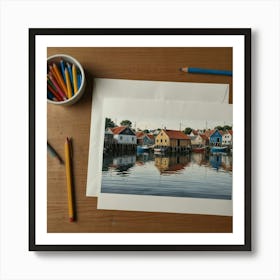 Swedish Fishing Village Art Print