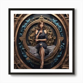 Woman Sitting In A Circular Frame Art Print