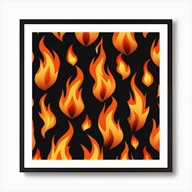 Flames On Black Background 37 Art Print