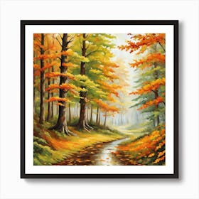 Forest In Autumn In Minimalist Style Square Composition 221 Art Print