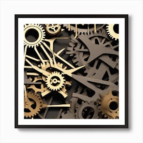 Clock With Gears Art Print