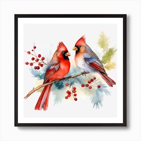 Cardinals On Branch 3 Art Print