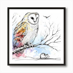 Owl Spot a Mouse - Wild Bird Artwork 127 Art Print