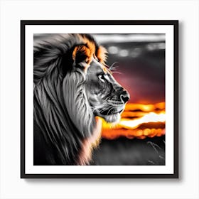 Sunset Lion 2 Art Print