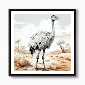 Cute Emu Art Print