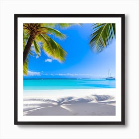 White Sand Beach With Palm Trees 1 Art Print