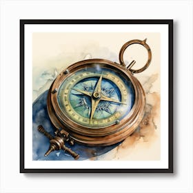 Watercolor Compass Art Print