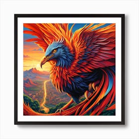 Searing Serenity: A Phoenix's Paradise Art Print