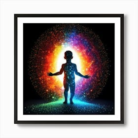 Firefly Polychrome, Particles, Powders, Whimsical, Child, Figure, Silhouette, Portal, Colors, Magic, Art Print