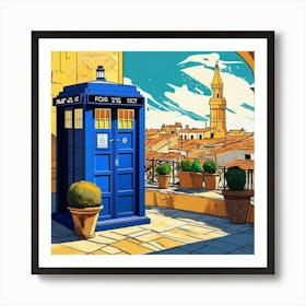 Tardis On The Terrace At Arles - Dr WHO & Van Gogh inspired Art Print Poster