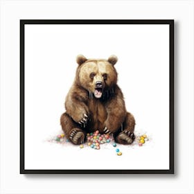 Bear Eating Candy Art Print