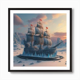 Beautiful ice sculpture in the shape of a sailing ship 31 Art Print