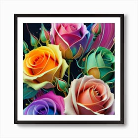 Abstract Painting Magical Organic Roses 6 Art Print