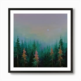 Moonlight In The Forest Art Print