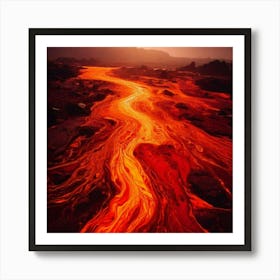 Firefly Volcanic, Magma, Flow, Illustration, Molten, Lava, Heat, Fiery, Color Palette, Orange, Red, (2) Art Print