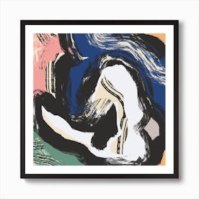 Sitting Nude Bold Abstract Square Art Print