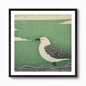 Ohara Koson Inspired Bird Painting Seagull 3 Square Art Print