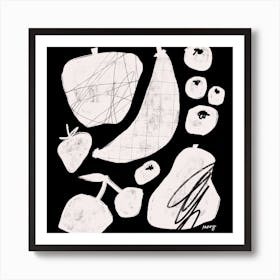 Abstract Fruit Black Square Art Print