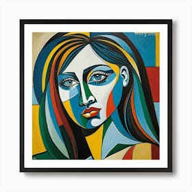 Woman With A Colorful Face Art Print