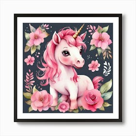 Pink Unicorn Art Print