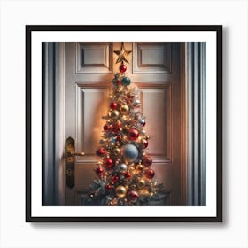 Christmas Tree On The Door Art Print