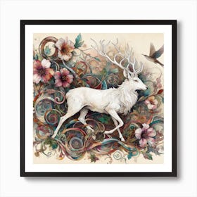 A white stag Art Print