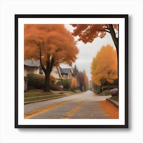 Autumn Leaves On A Street Art Print