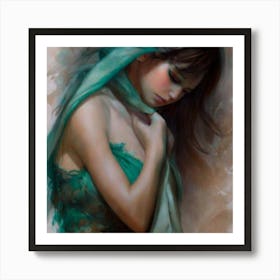 Woman In A Green Dress Art Print