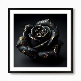 Black Gold Rose 3 Art Print