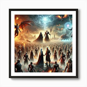 An Epic Final Battle Scene Where All Factions Gath Converted Art Print