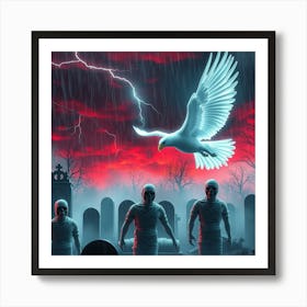 White Dove In A Cemetery Art Print