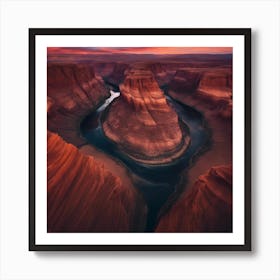 A Breathtaking View Of A Vast Canyon At Sunset, With Vibrant Colors Painting The Sky 3 Art Print