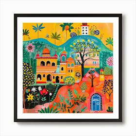 Kids Travel Illustration India 2 Art Print