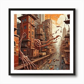 Abstract Steampunk Cubism Style Art Print