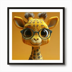 Giraffe With Glasses Art Print