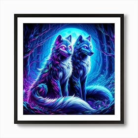 Cosmic Electric Wolves 1 Art Print
