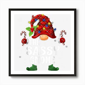 Sassy Gnome Buffalo Plaid Matching Family Christmas Pajama Art Print